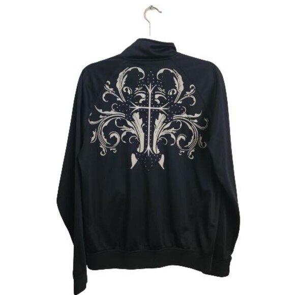 Franky Max Unique Rare Cross Embroidered Rhinestone Full Zip Jacket Size M - Picture 2 of 6